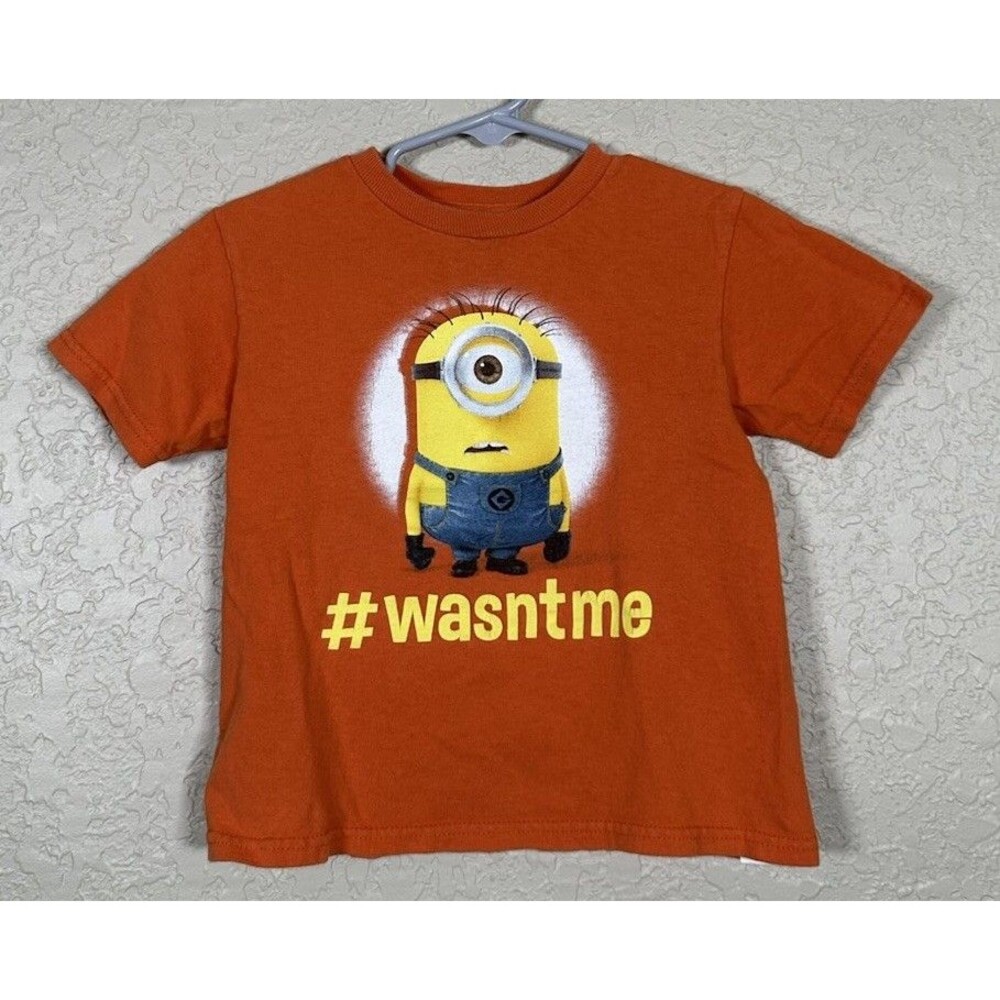 Despicable Minion Character Short Sleeve T-Shirt Wasn’t Me Orange Toddler Sz 3T